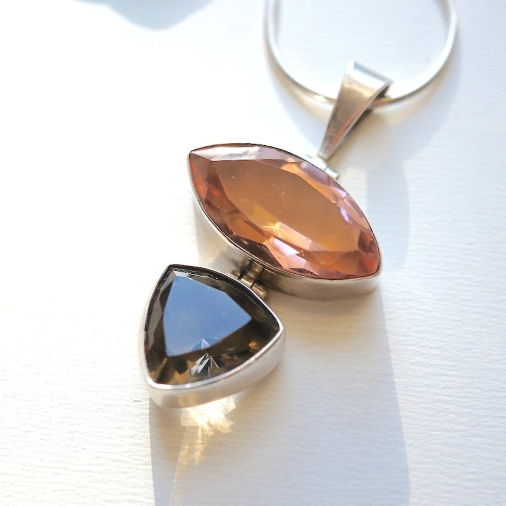 Sterling Silver 925 Smokey Quartz Pendant Necklace
